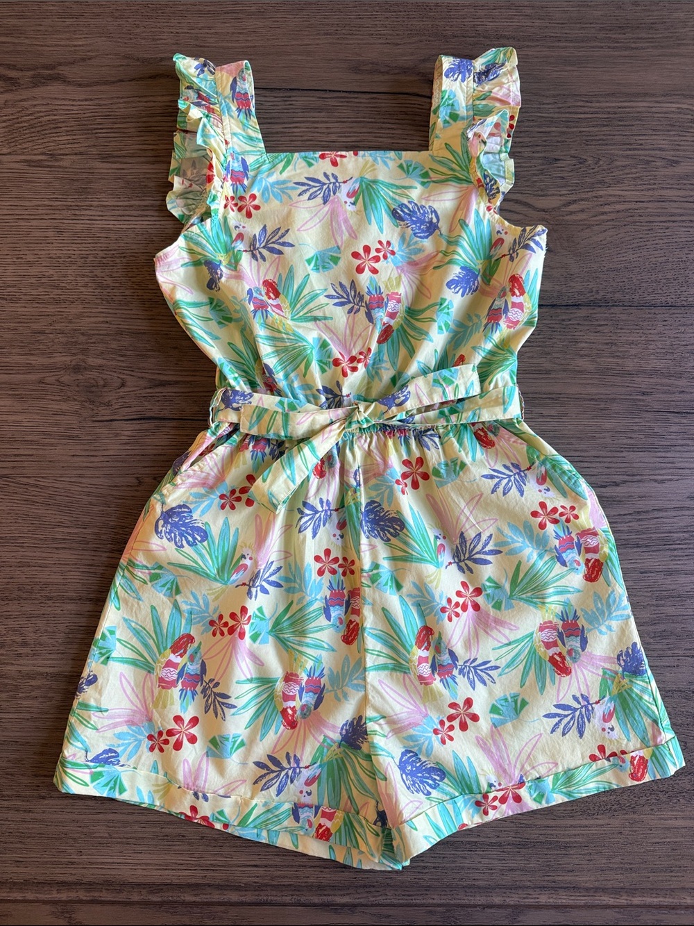 Peek Yellow Tropical Floral Girls Romper